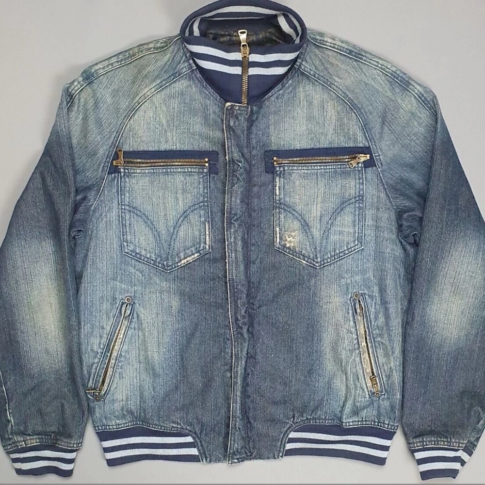 Dolce & Gabbana Blue Denim Bomber Jacket